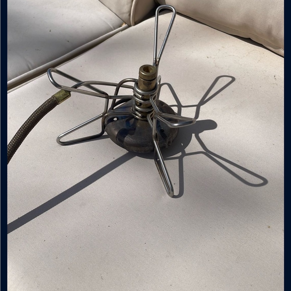 Portable Camping Stove Burner with Foldable Pot Supports - Silver/Bronze